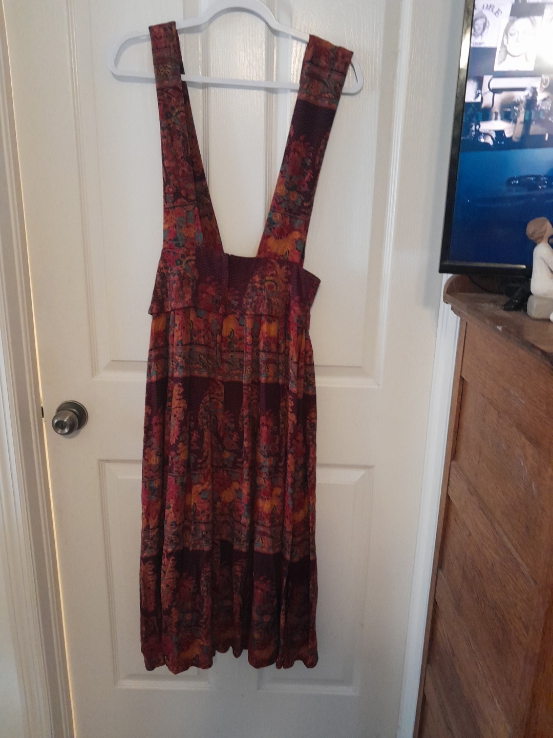 Vintage Componix Size 8 Ankle Length Dress With Longated Straps Orange Hues. B57