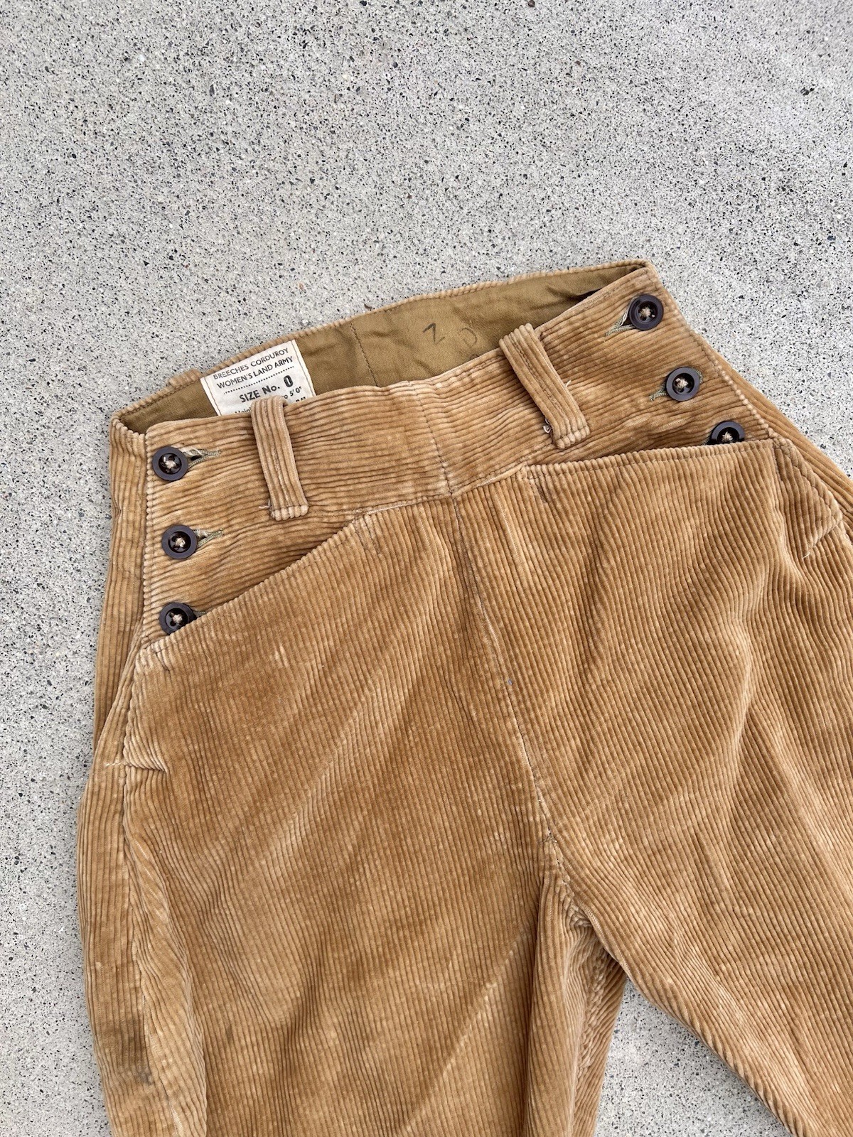 40s WWII British Women’s Land Army Corduroy Breeches WLA 1945 XS w. 24-26