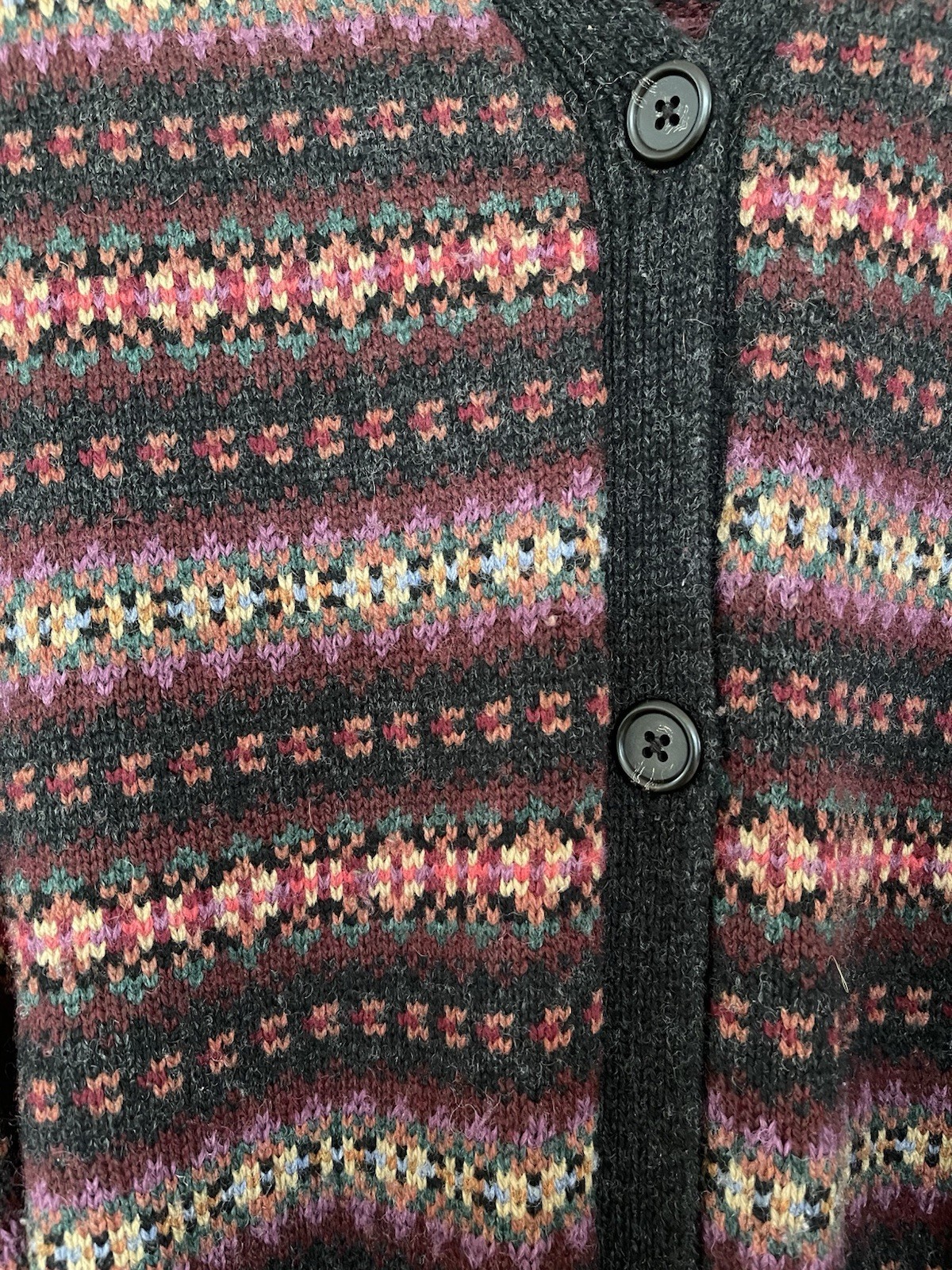 Vintage Ralph Lauren Lambswool Fair Isle Long Cardigan Sweater Coat Size PM