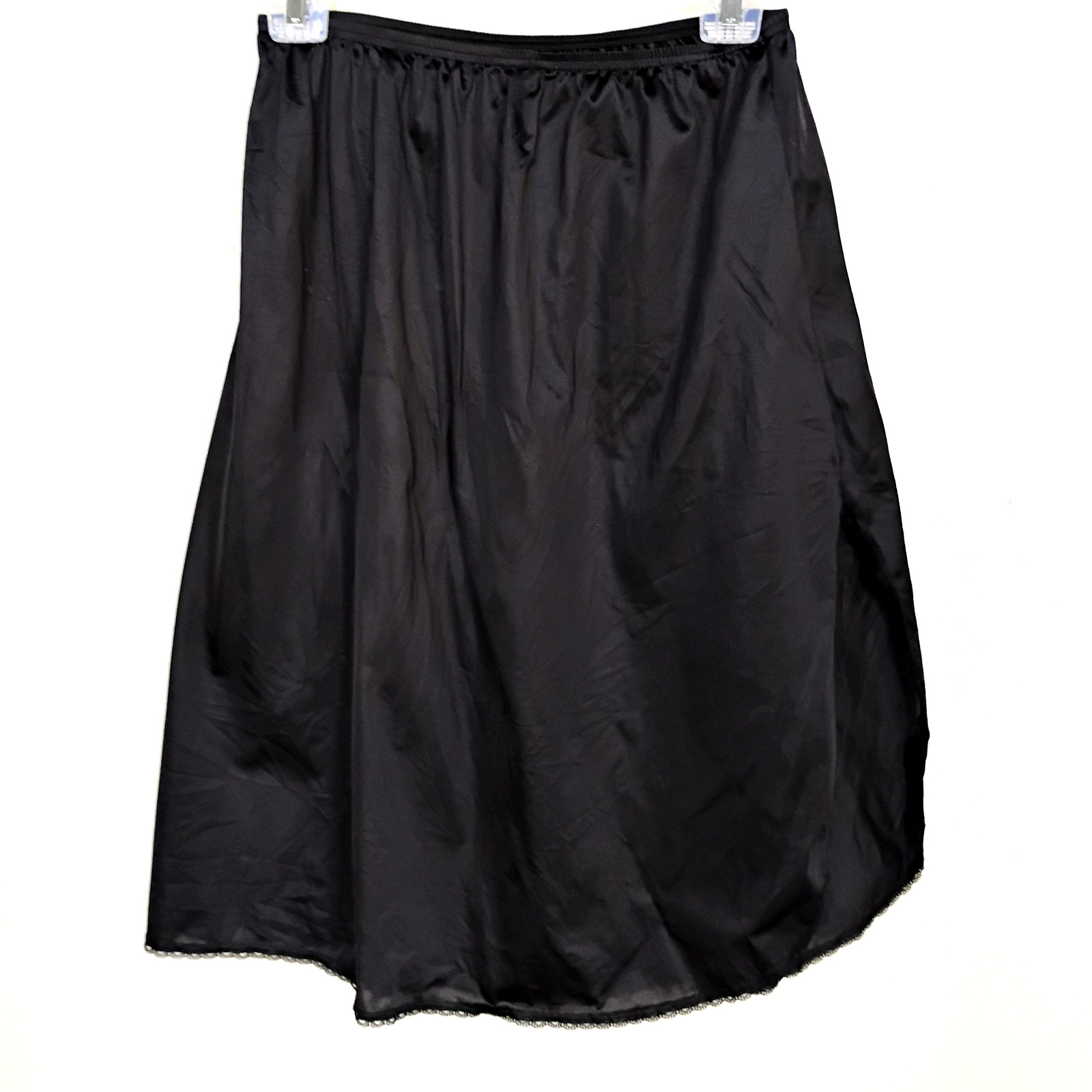 Vanity Fair Half Slip Black Nylon 27″ x 24″ Side Slit 12″ #11-760 ~ Size L