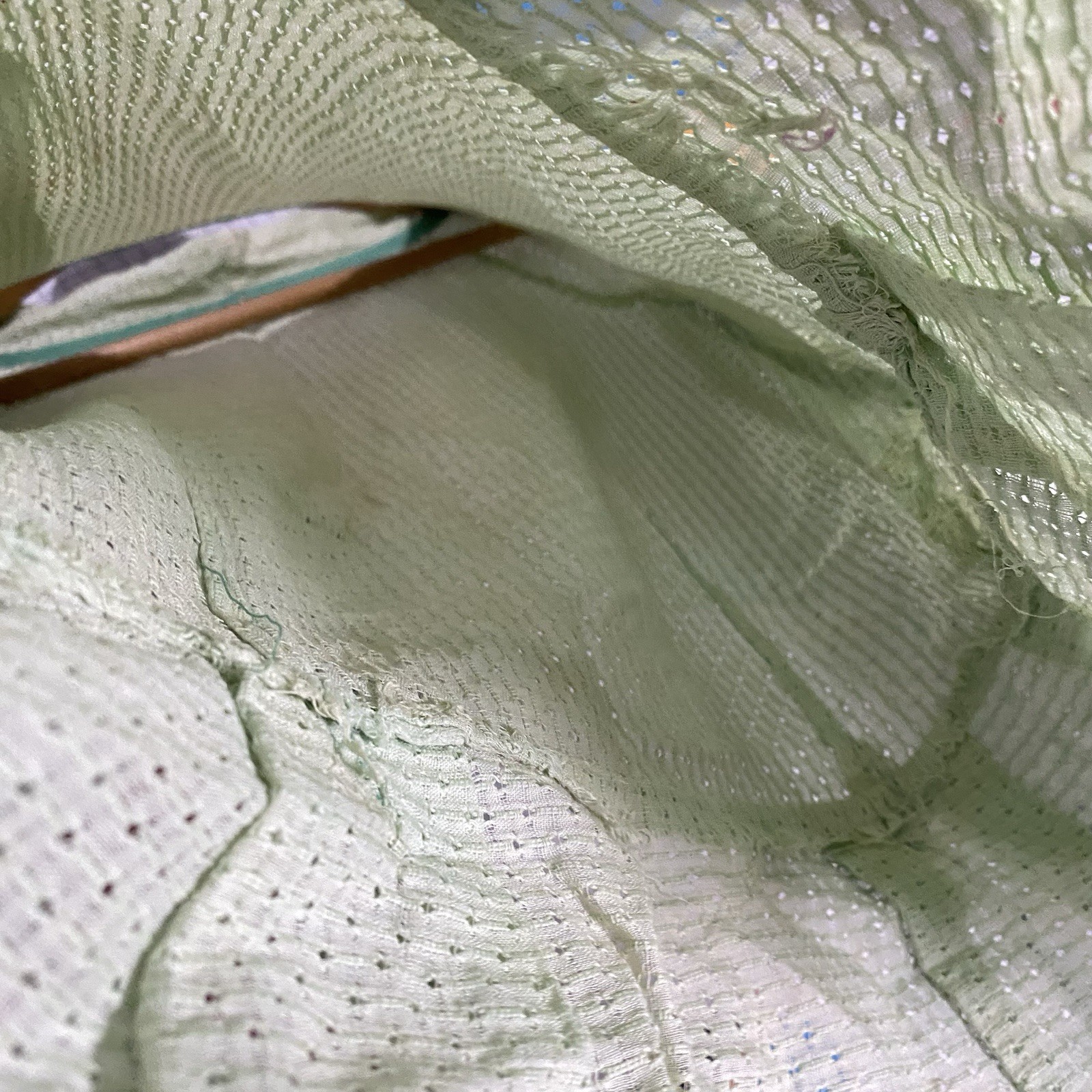 Vintage 1910s Blouse Eyelet Lace Green Cotton Sheer Victorian Edwardian Ties 20s
