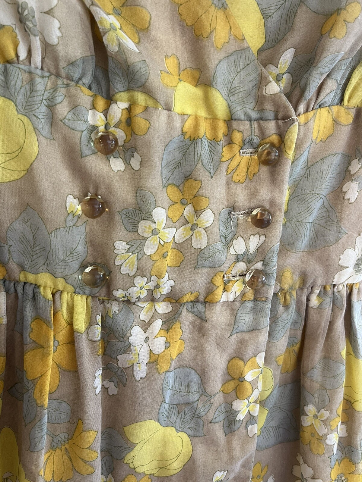 Vintage 60s/70s Floral Midi Dress Button Front Homemade (Measurements In Photos)