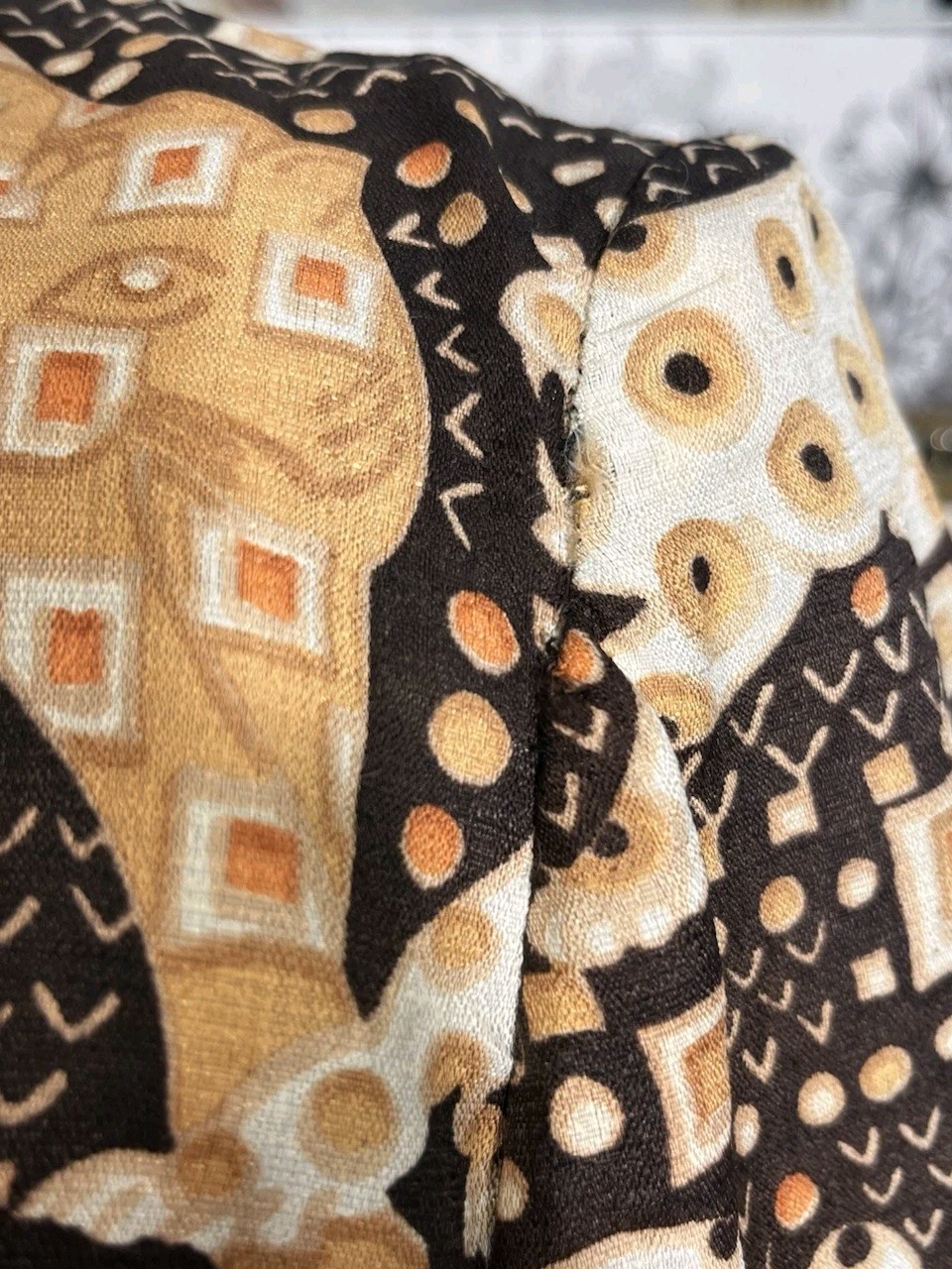 Vtg 1970’s Jaguars Psychedelic Print Dress S Mandarin Collar Pleated Skirt Union