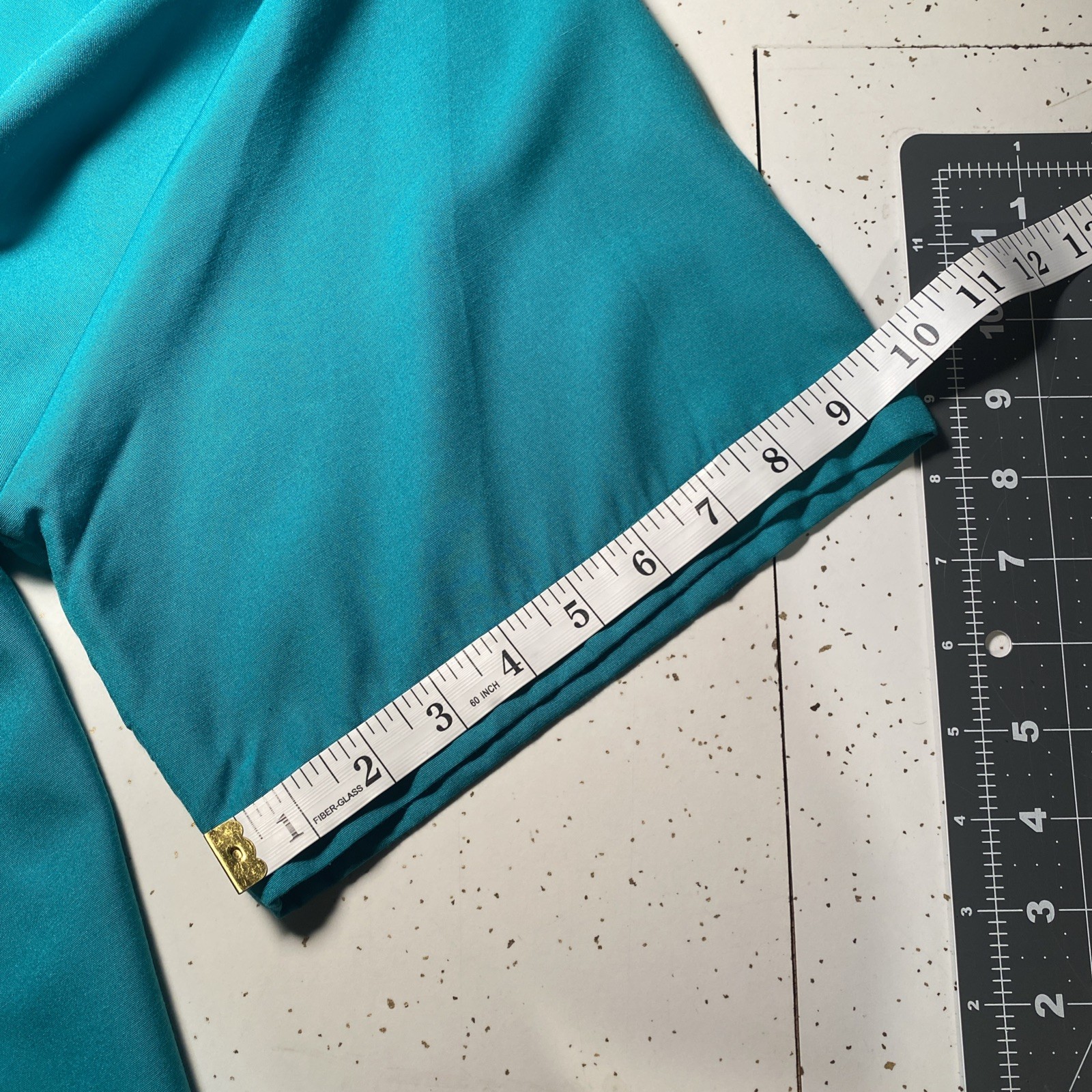VTG Joanna Teal Green 80’s/90’s Large/ Xl 20W Blouse Brass Buttons