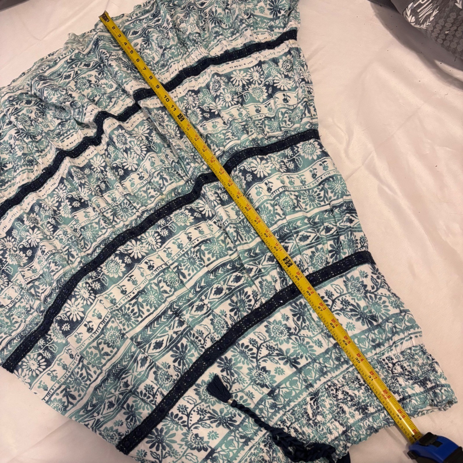 JUSTICE Vintage Y2k tiered blue floral print maxi skirt with sequin details