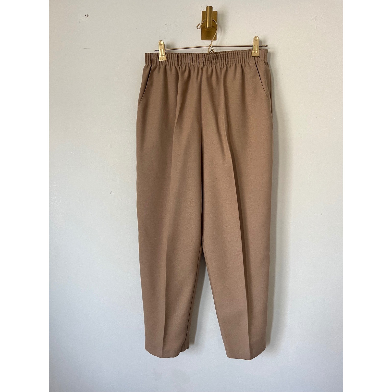 Briggs Petite VTG High Waist Elastic Waist Trousers Tan Neutral Size 10P