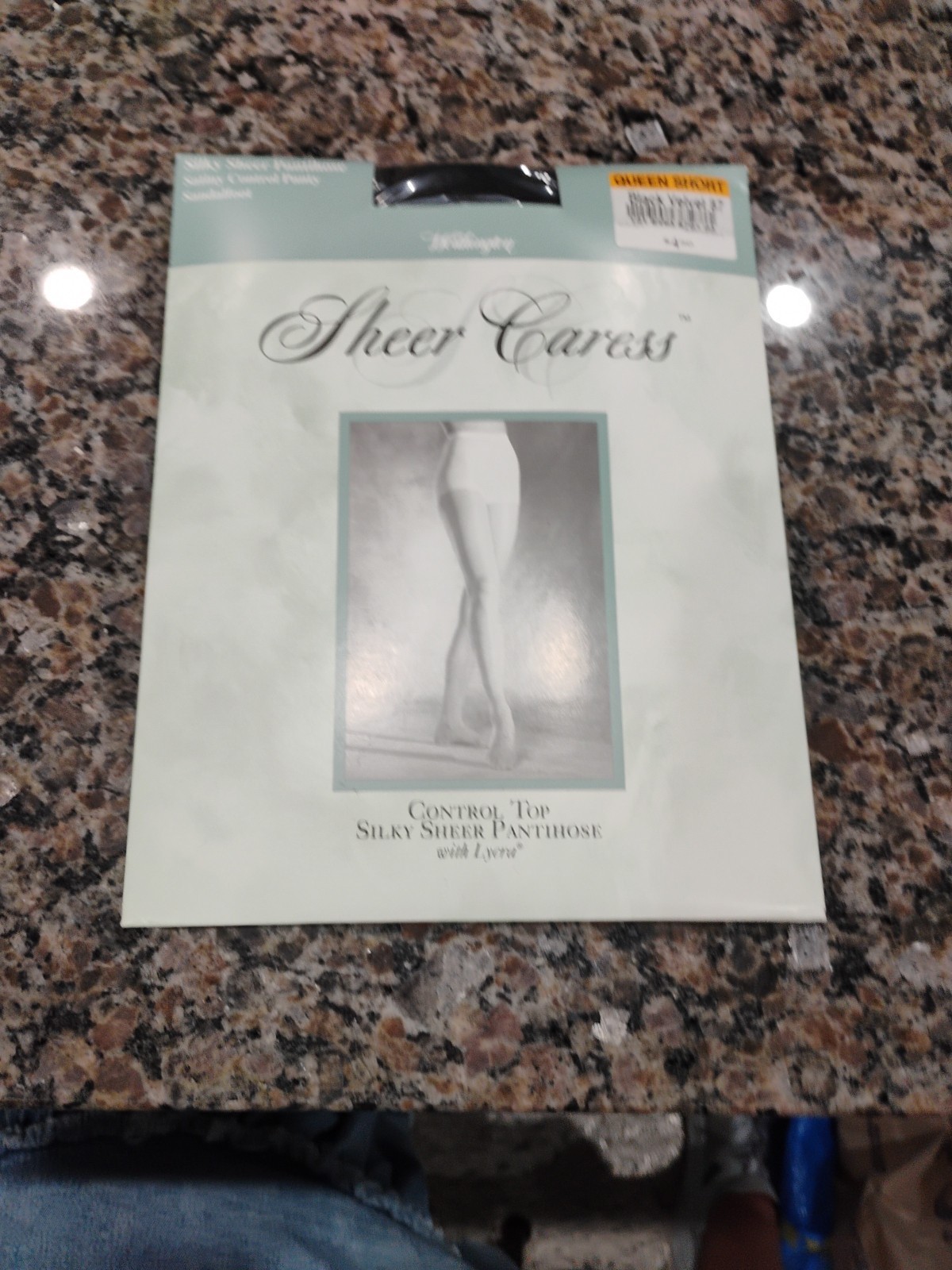 Wellington Sheer Caress Control Top Pantyhose Queen Short Black Velvet 87