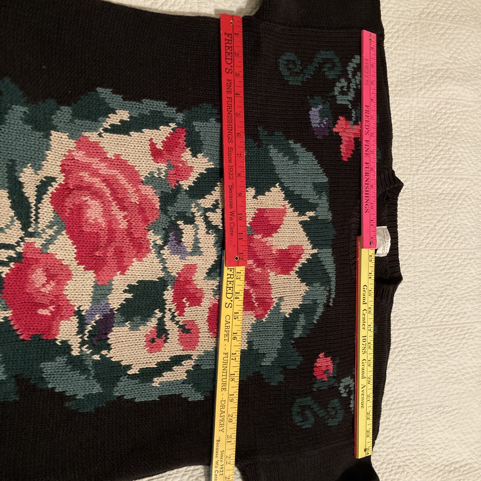 Vintage Van Heusen For Her Womens Cottagecore Floral Knit Sweater SZ M