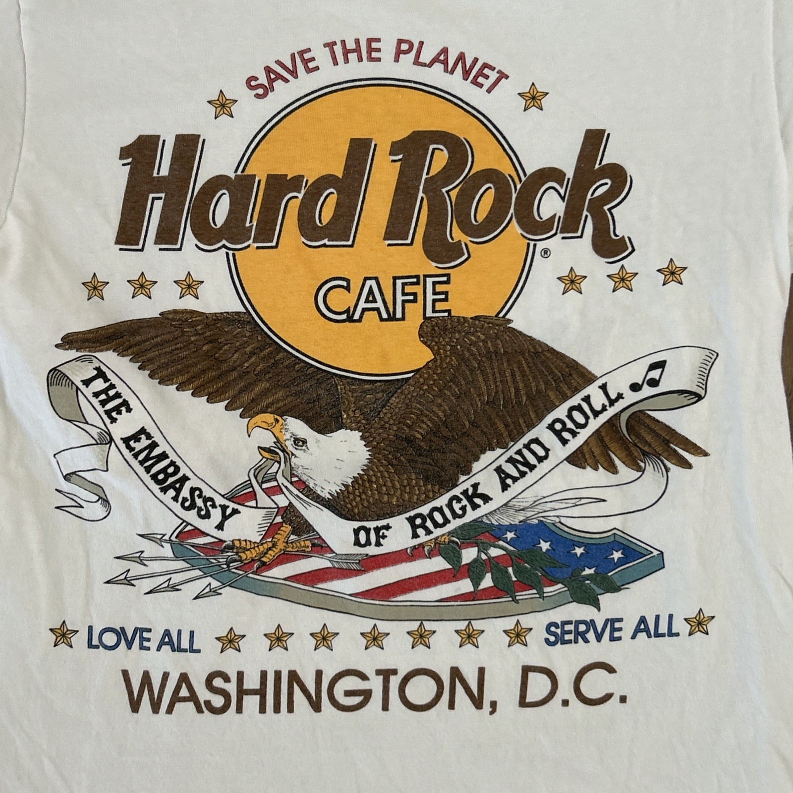 Vintage Hard Rock Cafe Shirt Small Save The Planet Eagle Washington DC 80s Eagle