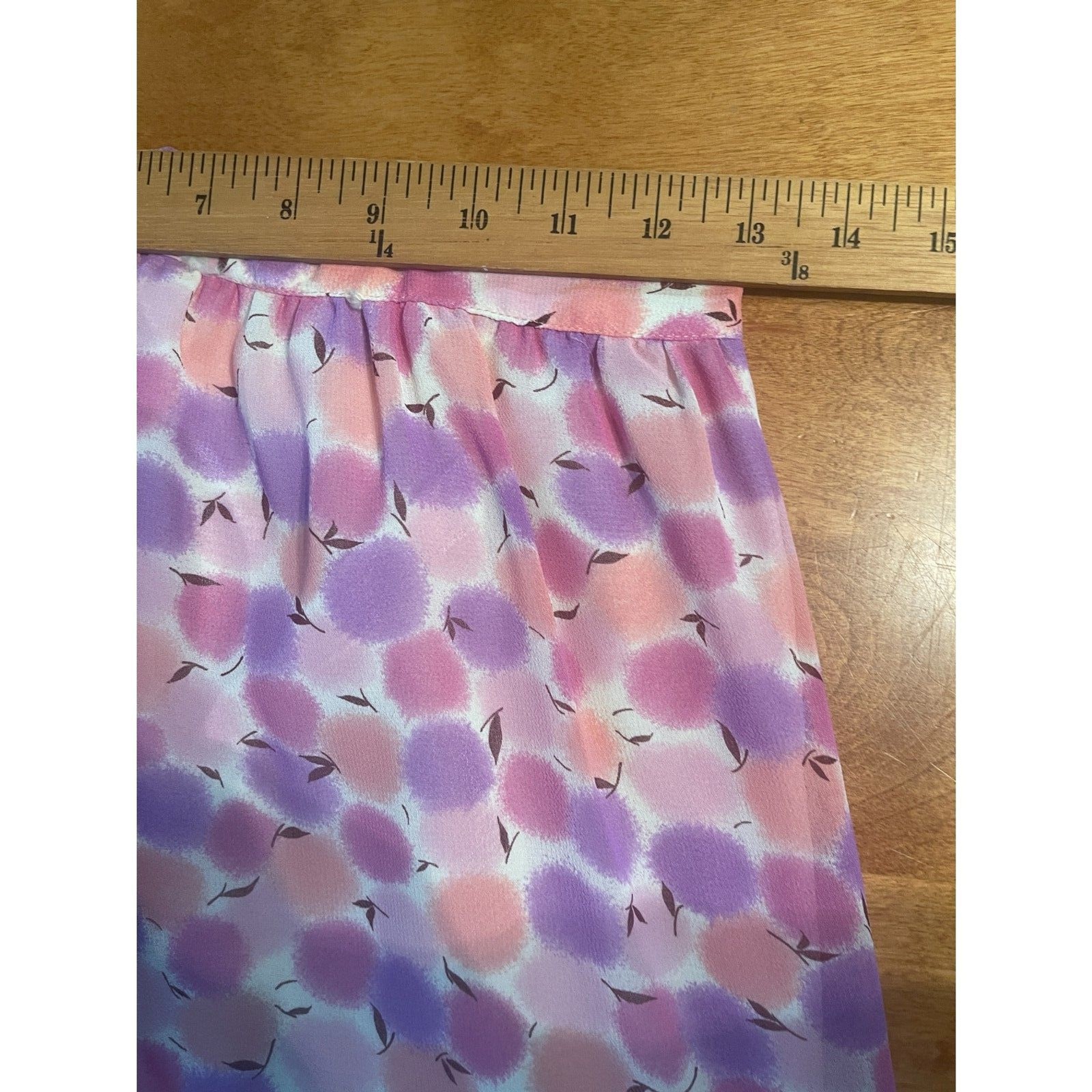 Vintage Vichele Pink & Purple Dandelion Chiffon Skirt Size M Made in USA 27″