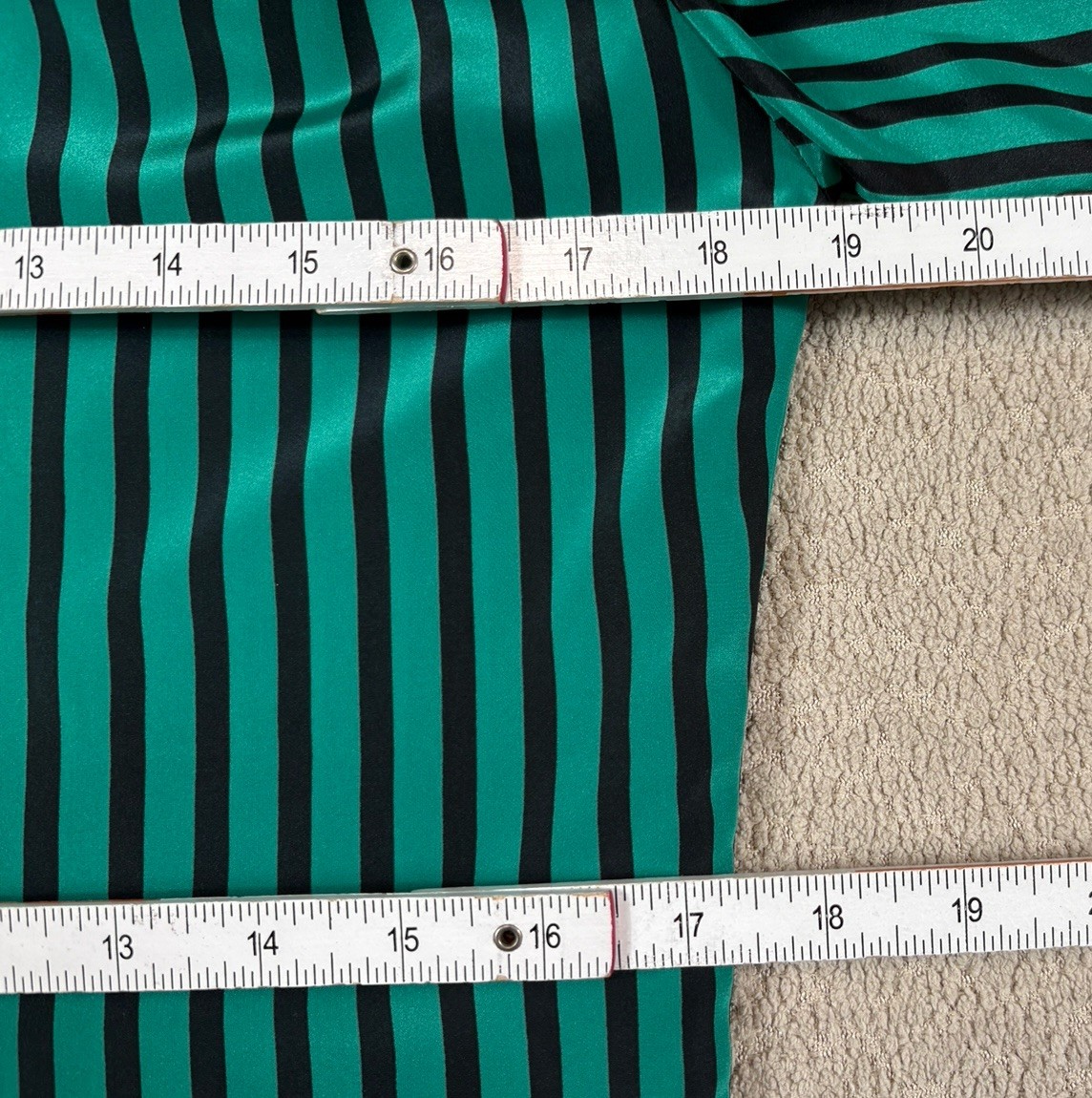 Vintage Pussy Bow Scarf Blouse Button Up Women’s 8 Striped Green Made In USA