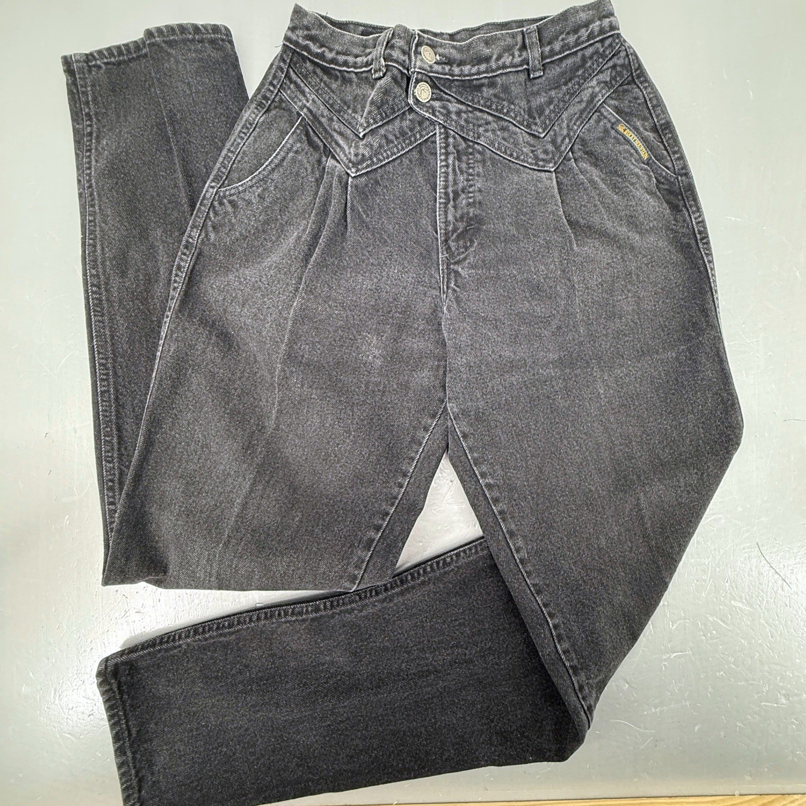 Rocky Mountain Vintage Western Jeans Black High Waist Pleated Crossover 30/11