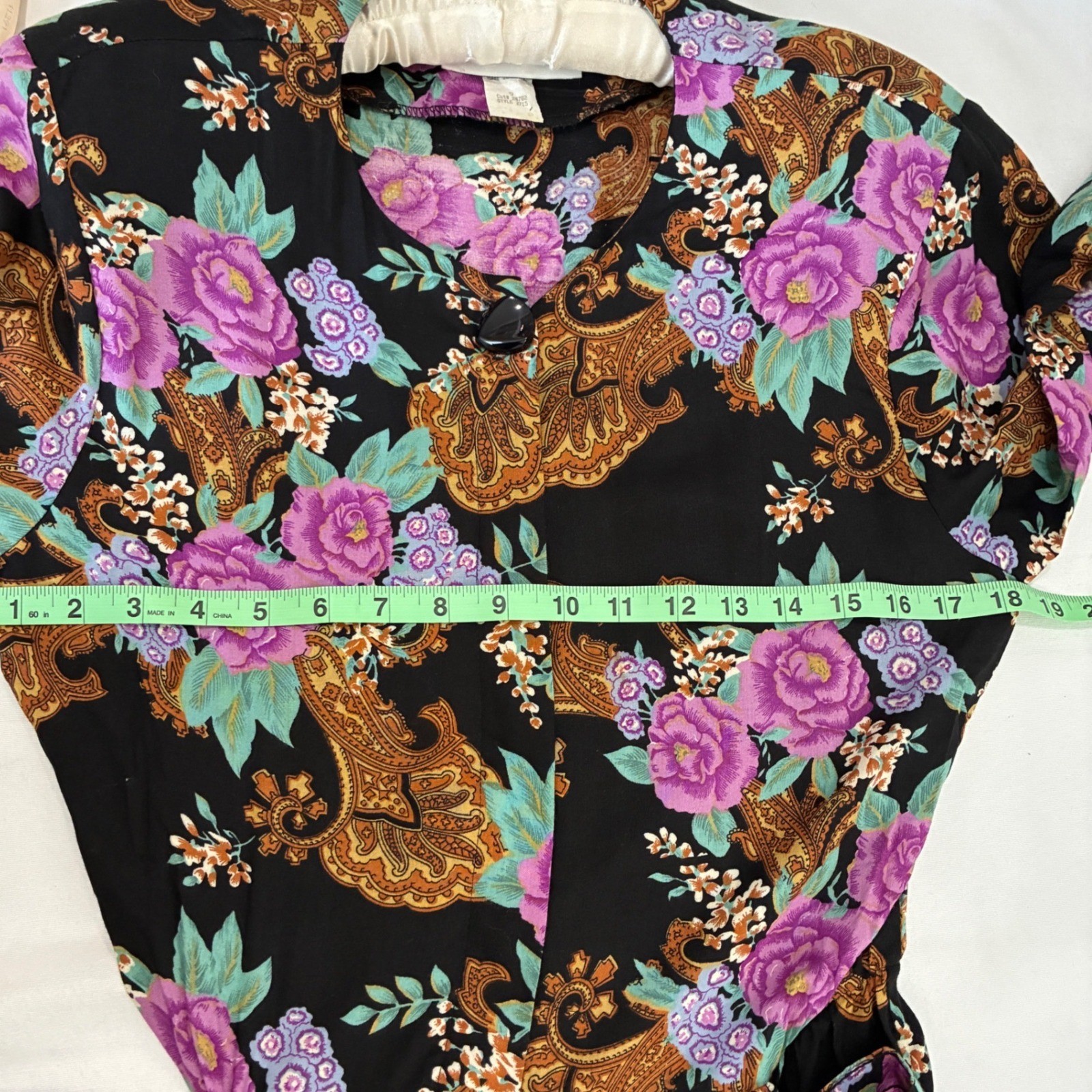 Vtg 80s Betsys Things Dark Floral Paisley Midi Dress *9 Small* Black Whimsigoth