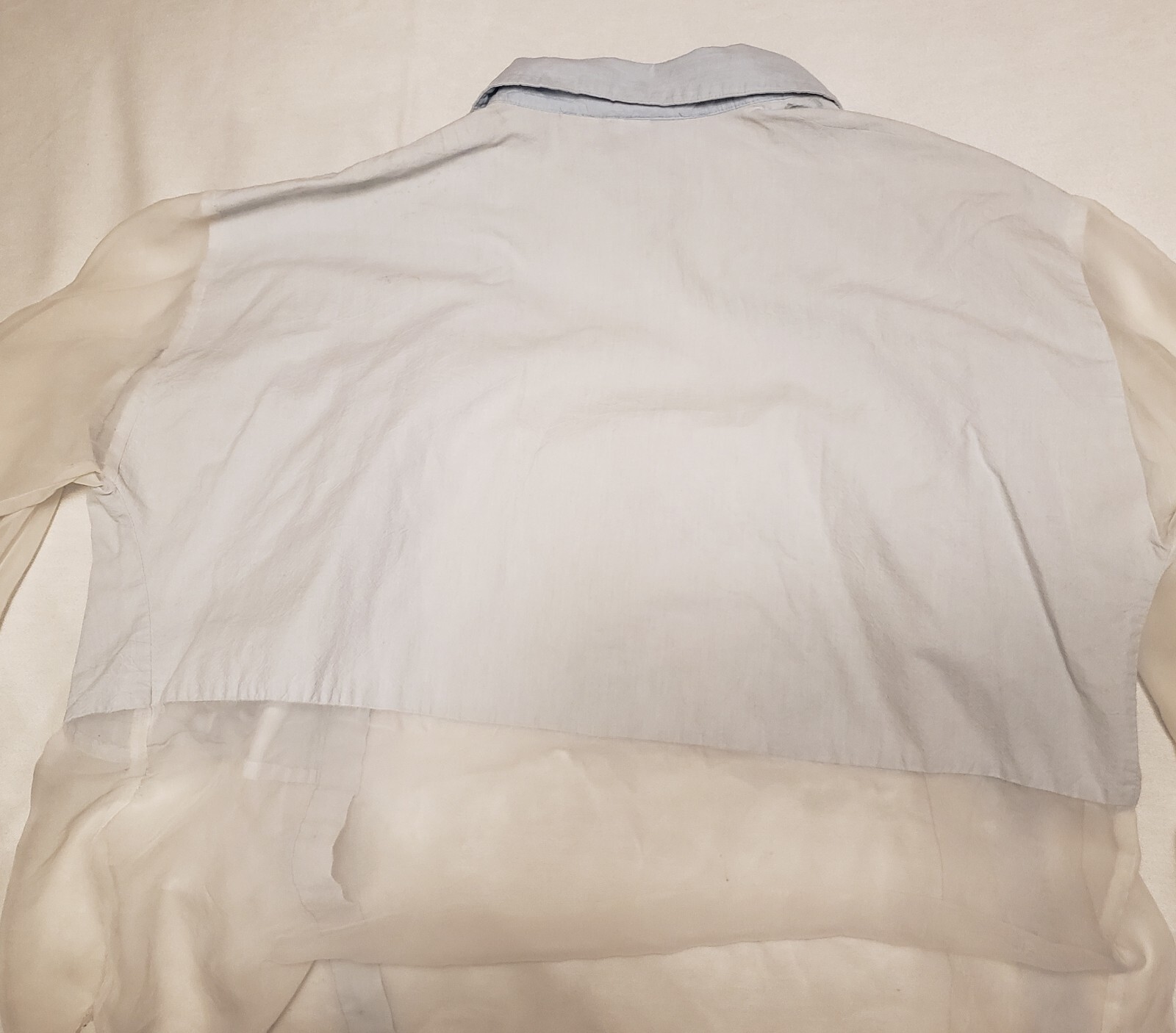 1990s Expose Button-down Shirt XL Light Blue Soft Denim / White Sheer