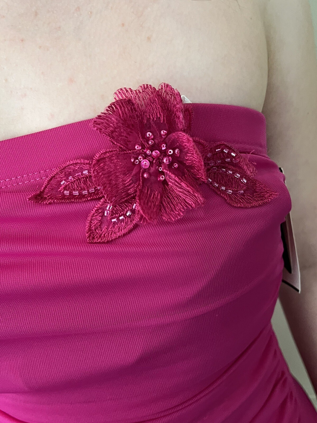 NWT Vintage City Triangles Strapless Magenta Mini Dress Asymmetrical Hem Sz Med