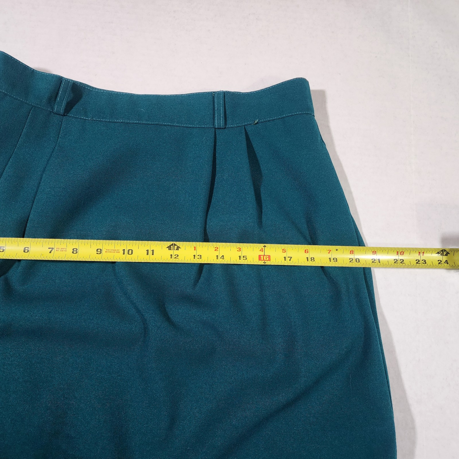 Vintage Worthington Essentials Sz 14 Blazer Skirt Suit Set Long Sleeve Green