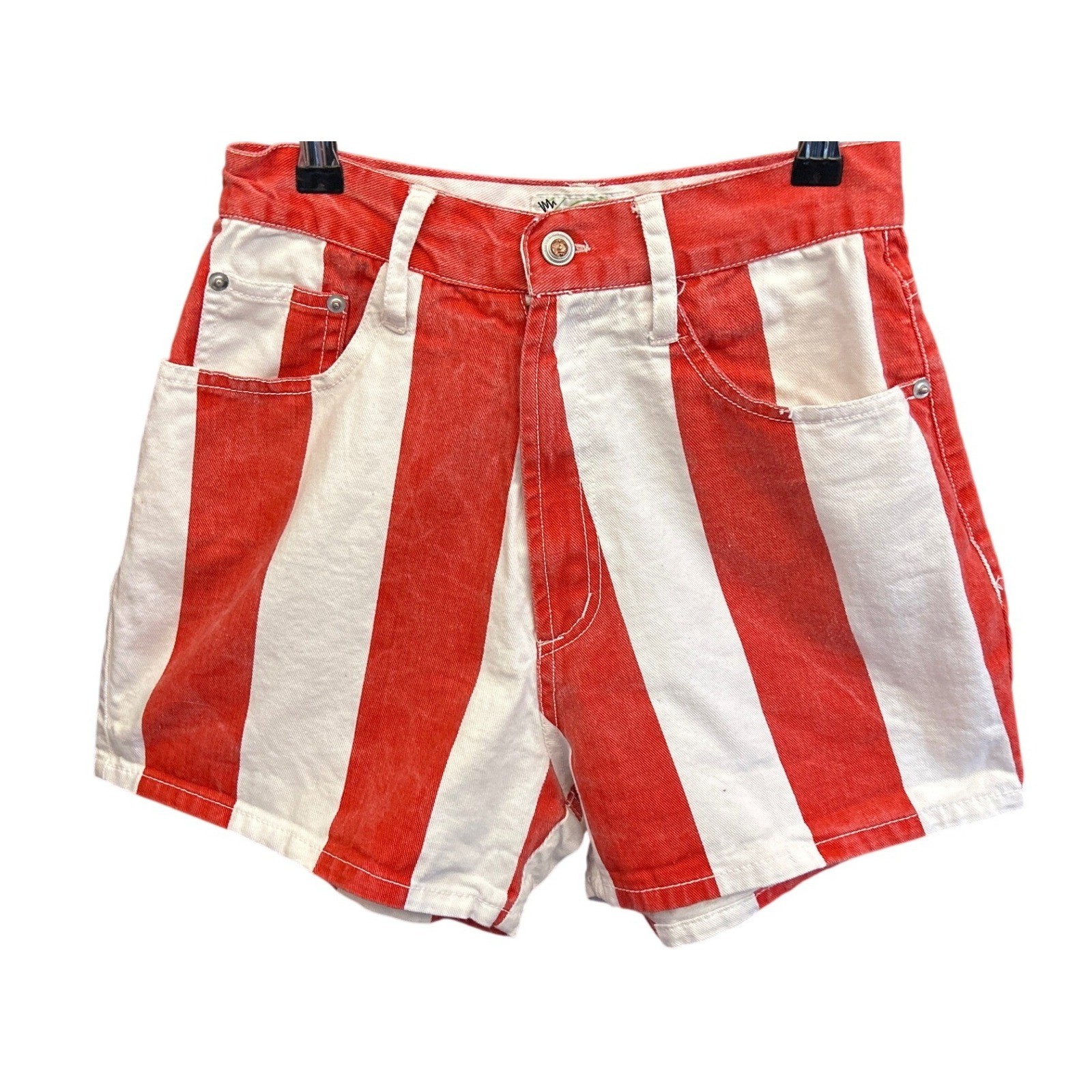 90s Appeal Striped Denim Shorts Circuscore Americana Red White Vintage Size 7/8