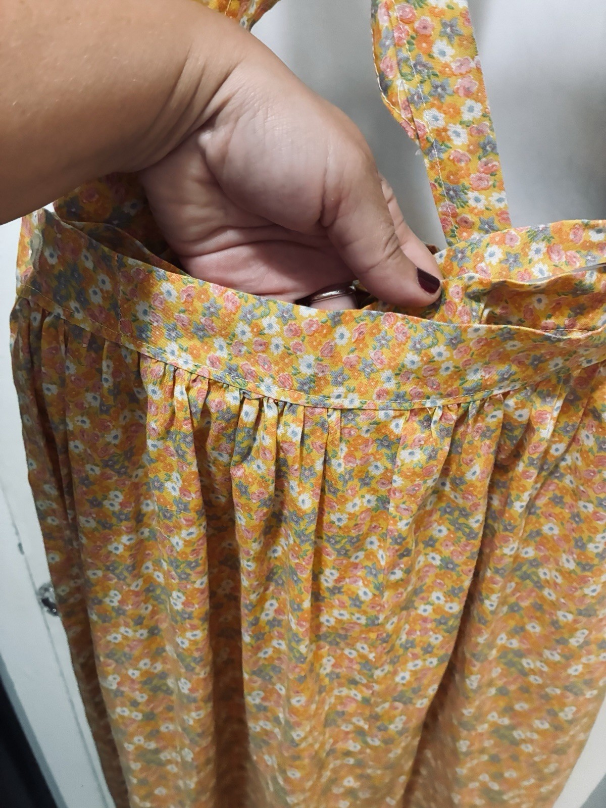 VTG 70s Gunne Style Prairie Cottage Core Hippie Festival Folk Apron Sun Dress XS