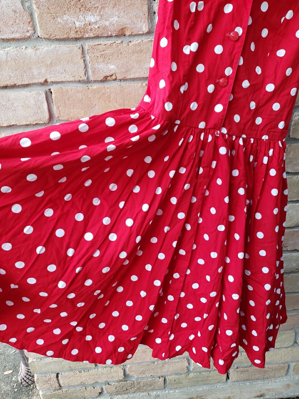 VTG 80s/50s Robbie Bee Red Polka Dot Halter Dress Sz 12 Halloween Pinup Costume