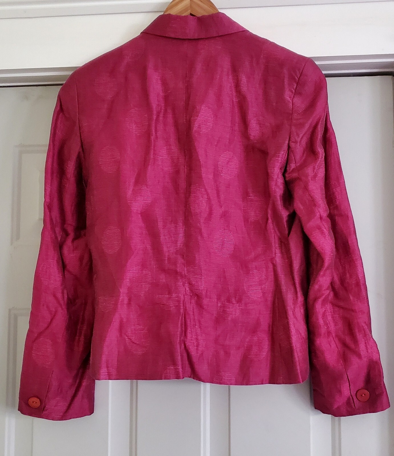 Gorgeous Vintage Laura Ashley Raspberry Pink Linen Op Art Jacket – Size 8