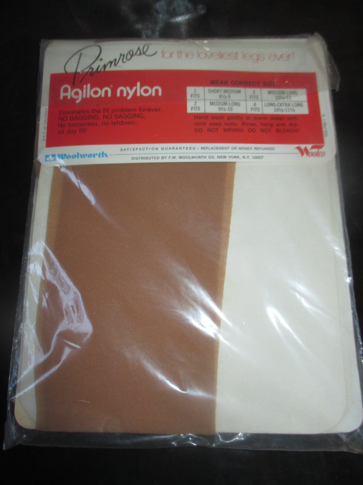 PRIMROSE Vintage SUNTONE Nylon SEAMLESS STOCKINGS – Size 8 1/2 to 9 – 1970’s