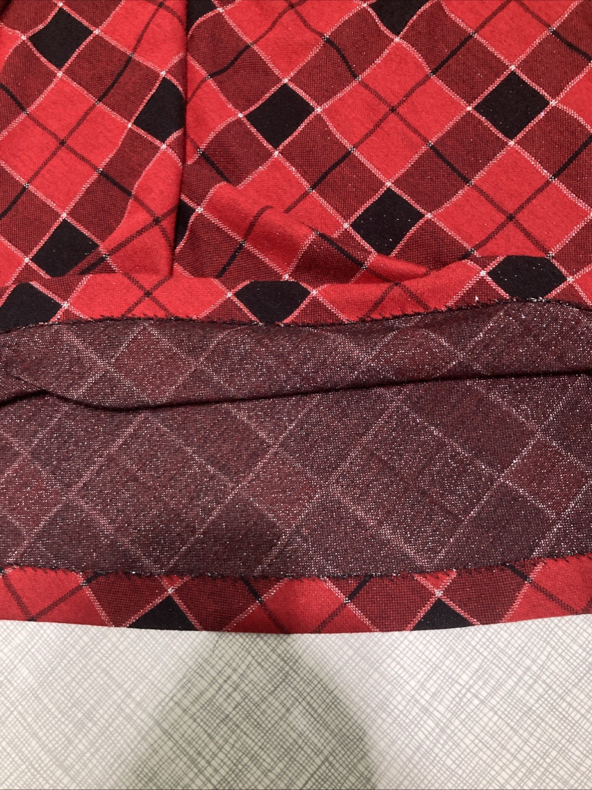 Vtg 80s Cathy Daniels Red Black Metallic Plaid Midi Skirt Medium Academia Grunge