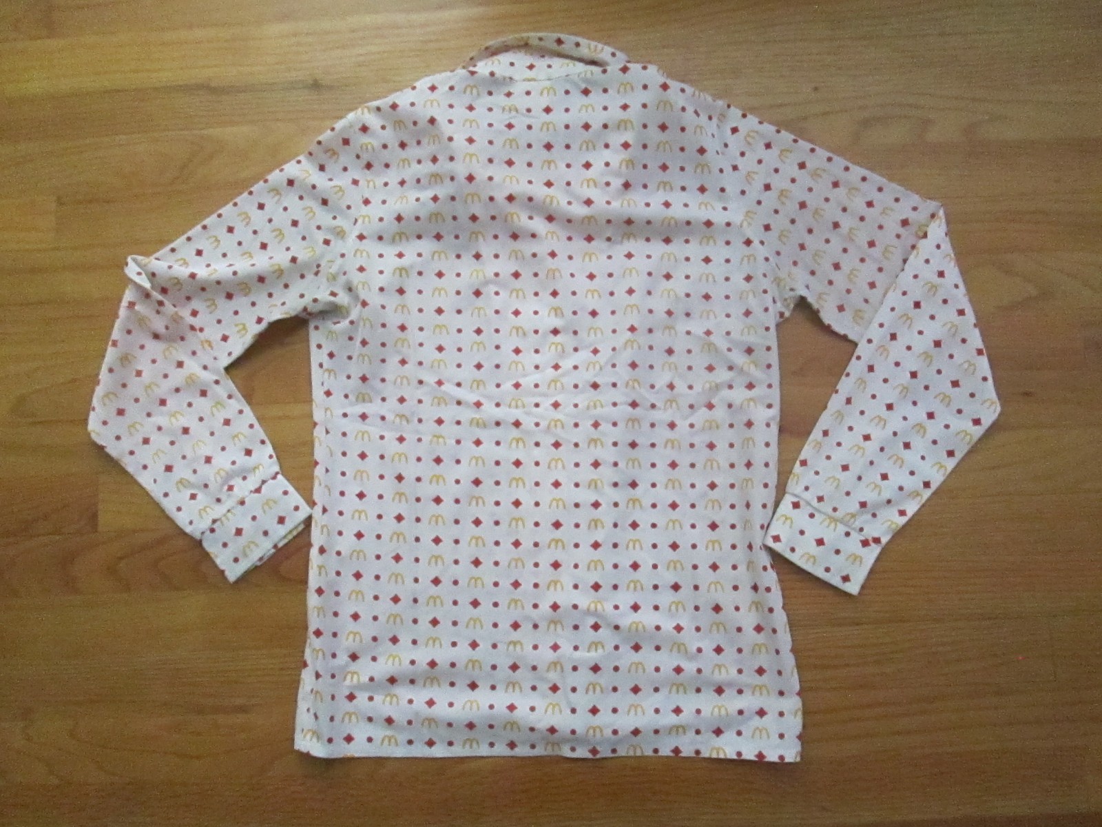 Ladies 14 M/L Vtg 1970s 1976 McDonald’s AOP Print all over employee disco shirt