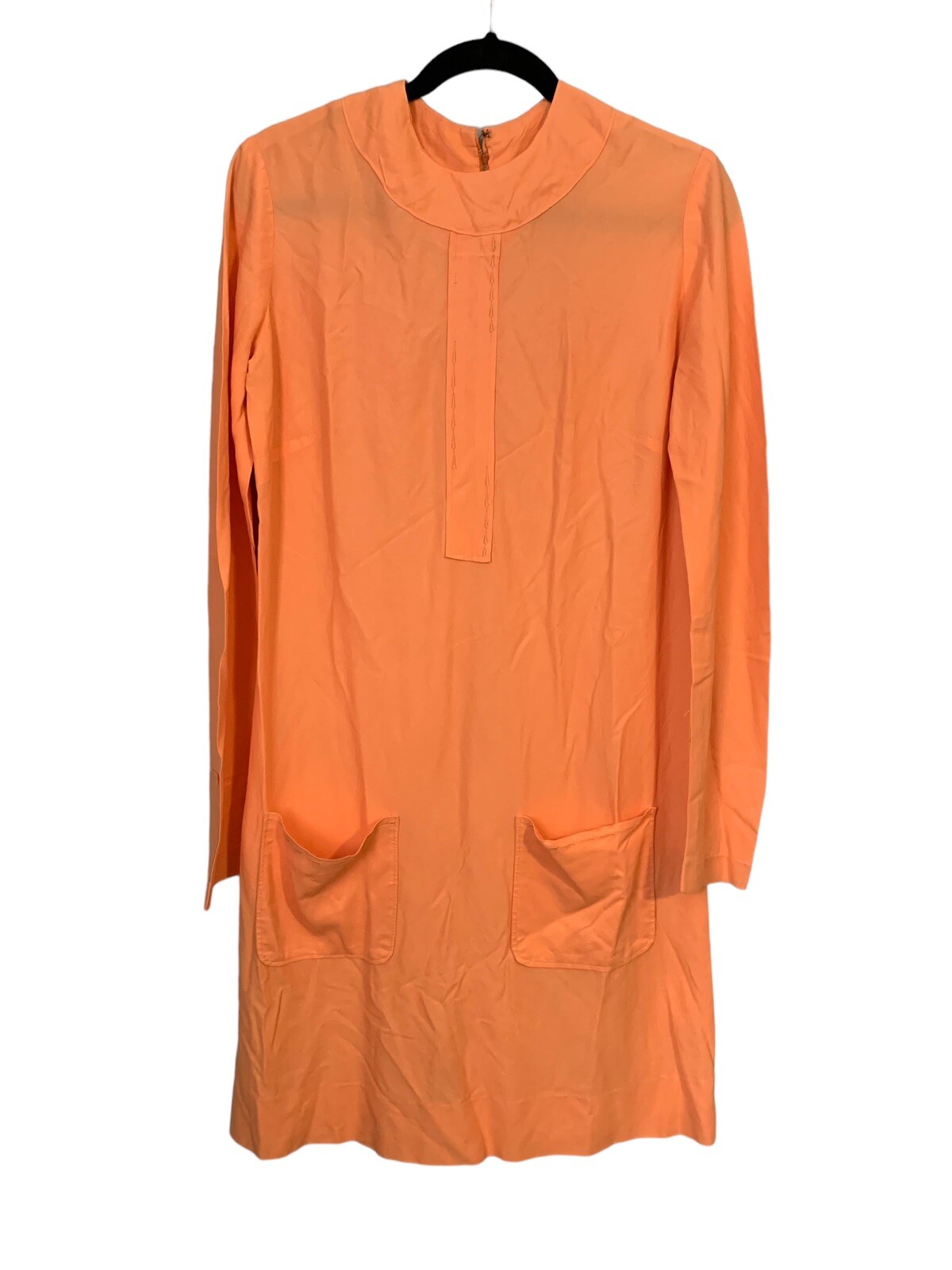 Vintage Orange Midi 60s 70s Mod GoGo Mini Shift Dress Retro Handmade Groovy