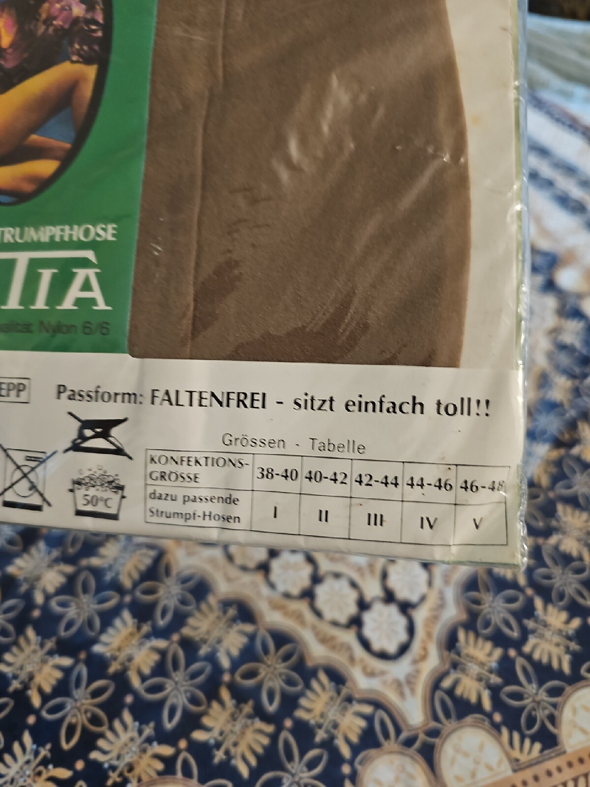 NOS VTG 1960s/70s Feinstrumpfhose KATIA Nylon 6/6 MADE IN ITALY 20 Den Krepp NEW