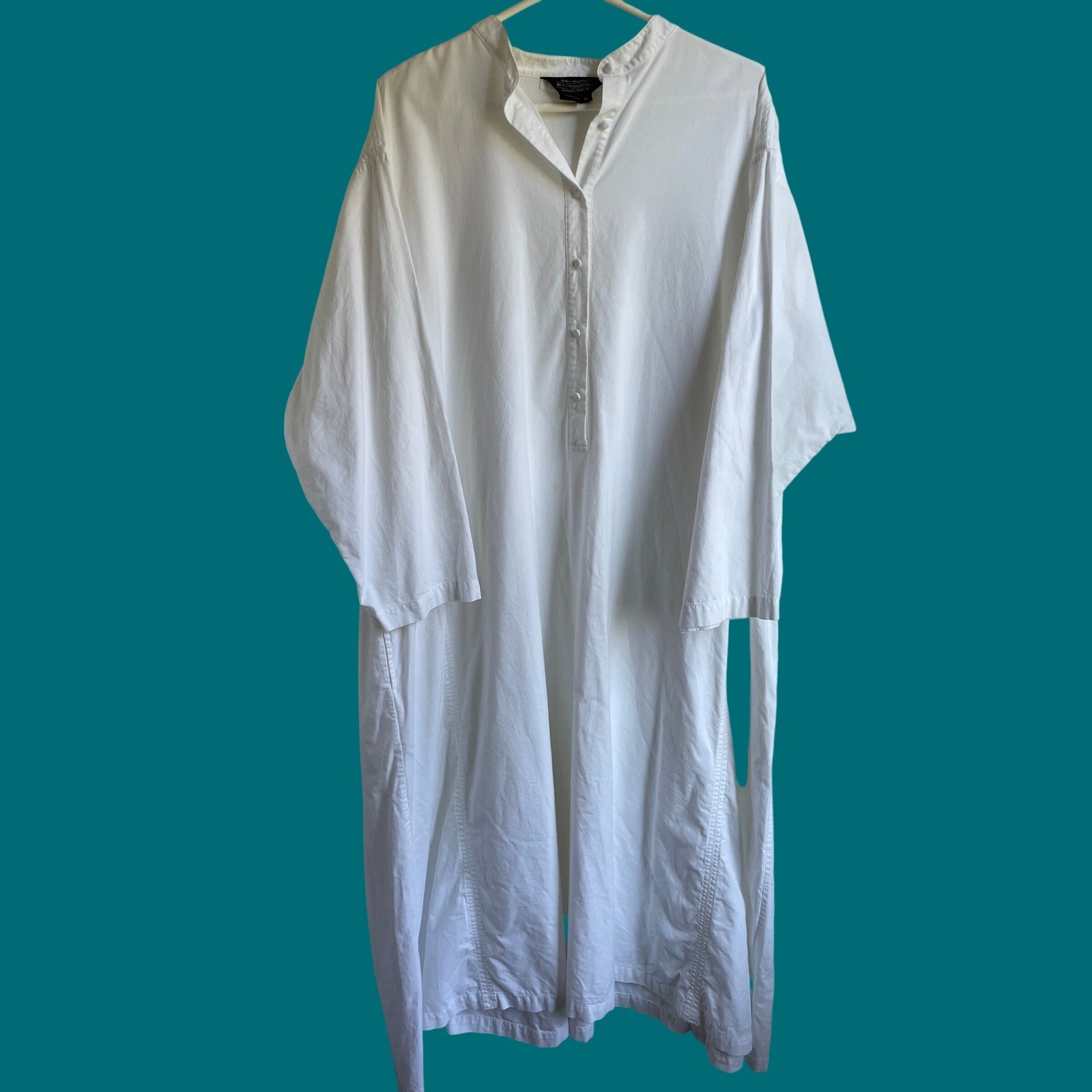 VTG J Peterman Marie Antoinette Cotton Caftan Maxi Dress XL Hong Kong Pockets