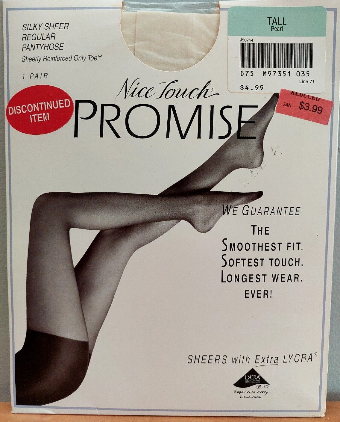 Vintage Pantyhose Nice Touch Promise Color Pearl Size Tall BDR4