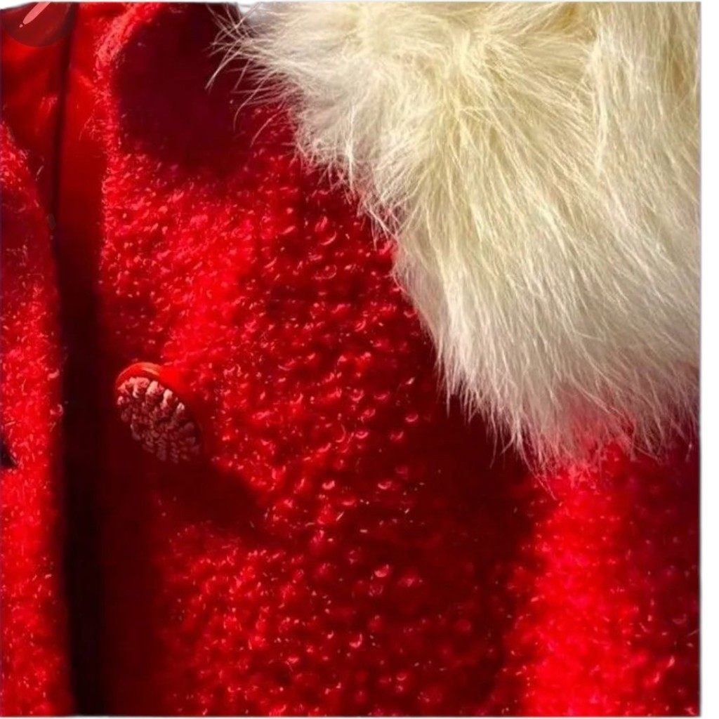 Vintage Coat 1950s Curly Lamb Wool White Fox Fur Collar, Red/Pink