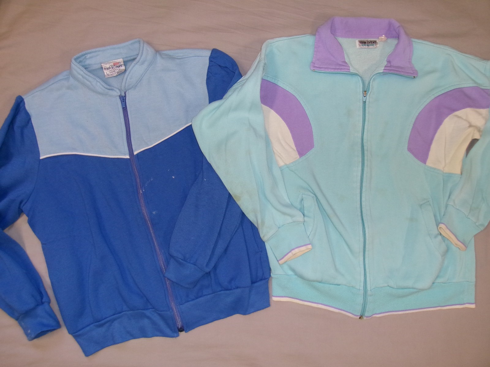 Vtg 80s W’S TRACK JACKET LOT SzL WARM UP GYM FIELD COURT SOFT ACRYLIC ZIP UP