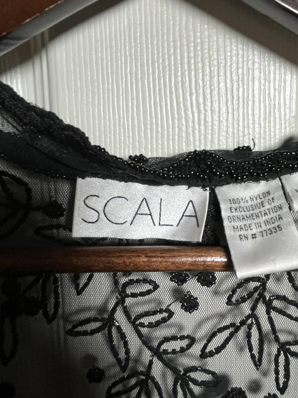 Vintage Scala Beaded Shawl Womens XL Black Evening Formal Whimsigoth Fairy Goth