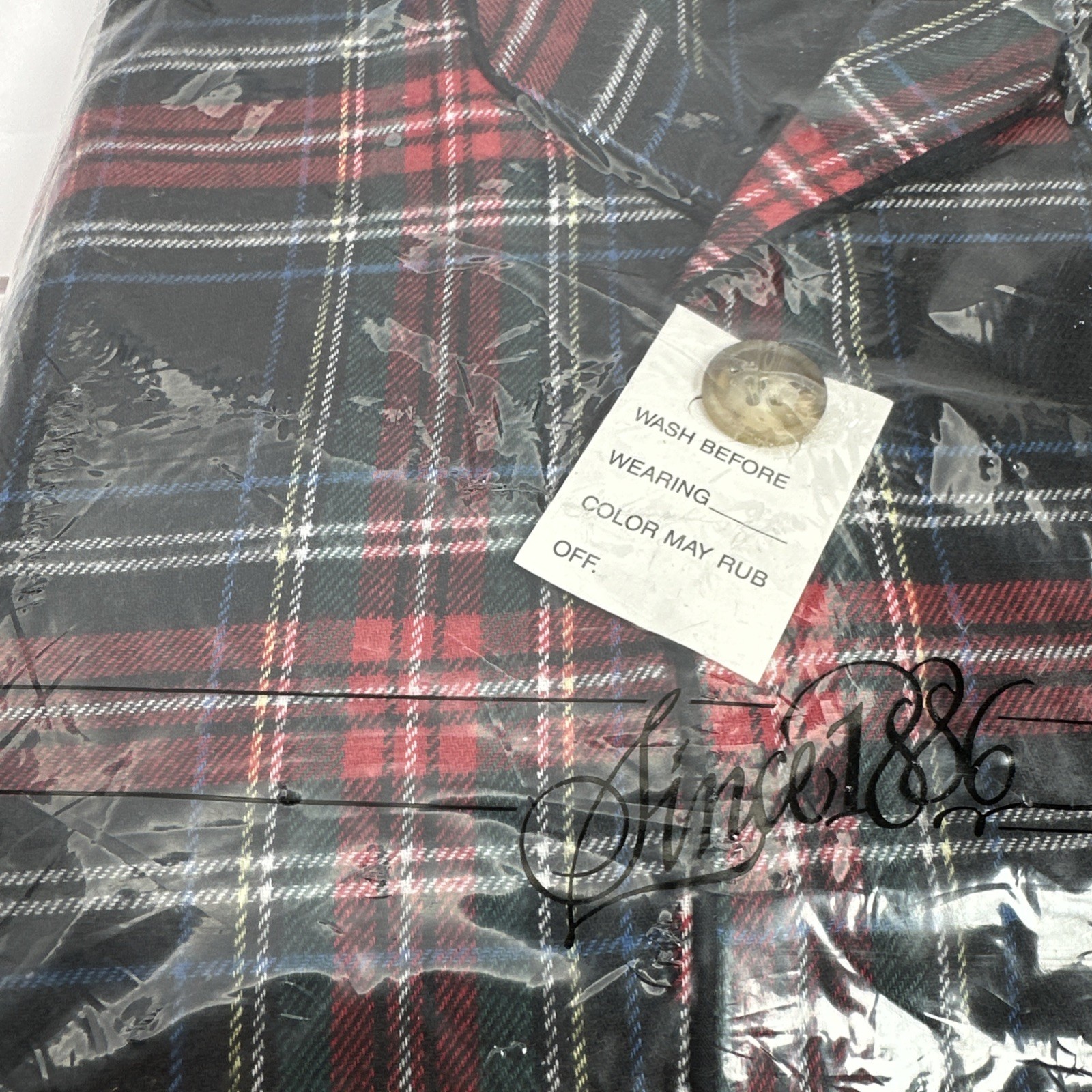 NOS Vintage Sears & Roebucks Men’s Flannel Pajamas Red Plaid Size L
