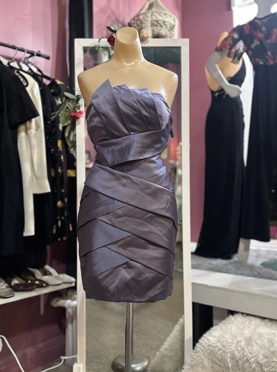 Vintage Y2K 2000s Strapless Structured Mini Dress Purple Satin Fairy HoCo M