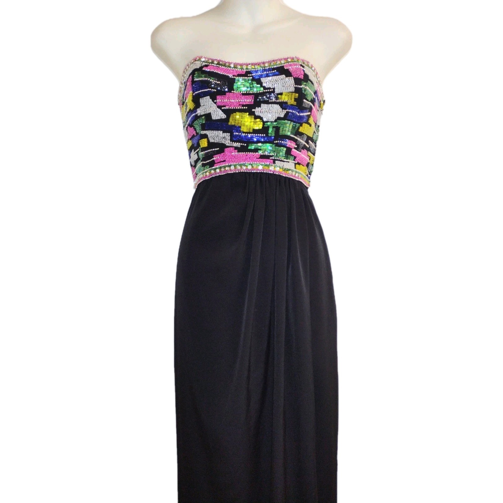 GLAM Vintage Audrey Hepburn Strapless Beaded Evening Gown Dress
