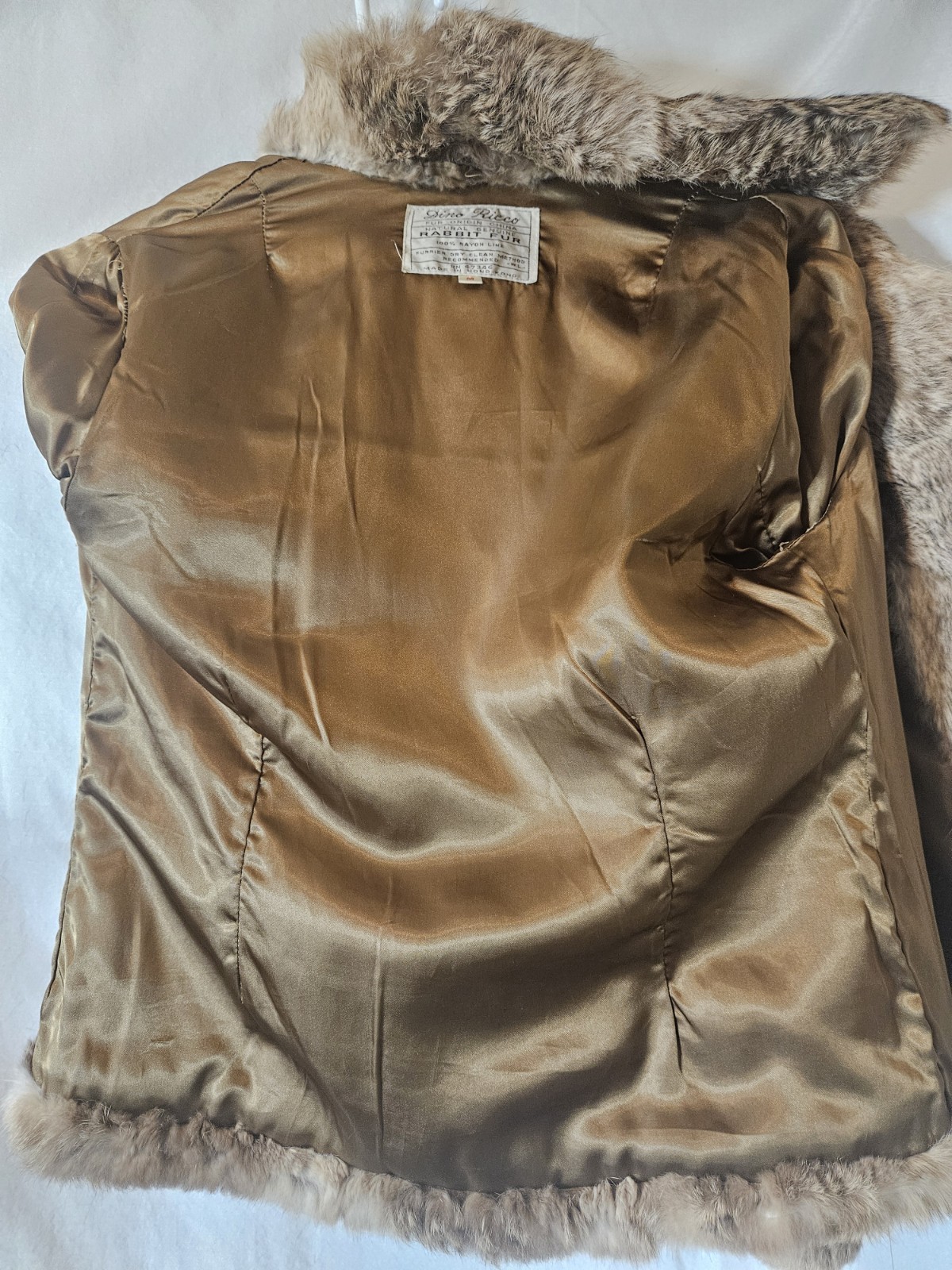 Dino Ricco Brown Vintage Rabbit Fur Shawl With Arm Holes Medium Flawed