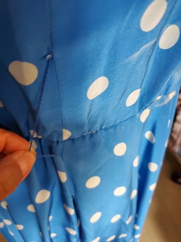 VINTAGE St. Gillian Silk Blue White Polka Dot dress Size 6