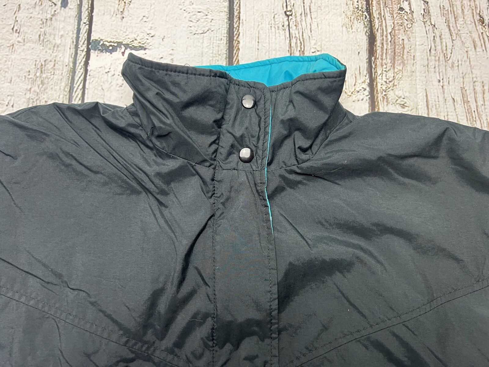 VTG Woolrich The Woman Black Soft Shell Full Zip 3M Insulated Button Jacket Coat