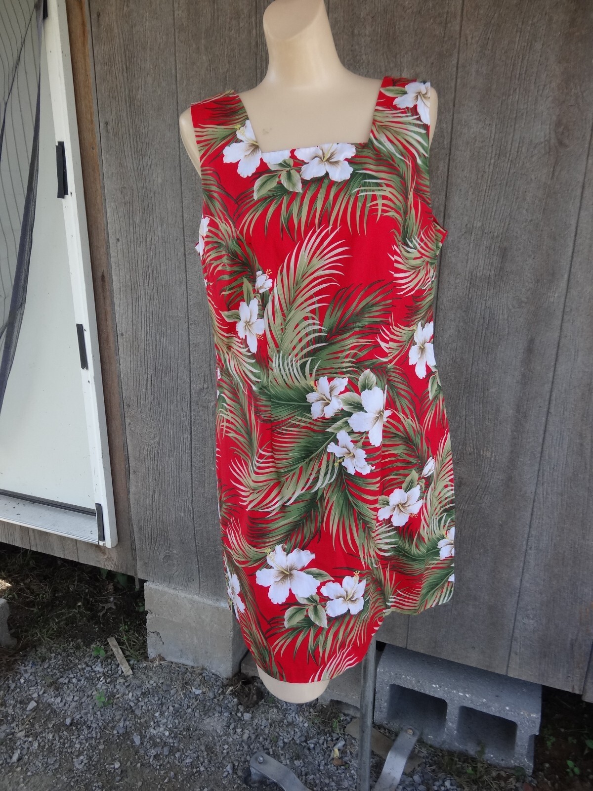 NOS Vtg Red Tropical Hawaiian Hawaii Dress USA Made Back Zip XL