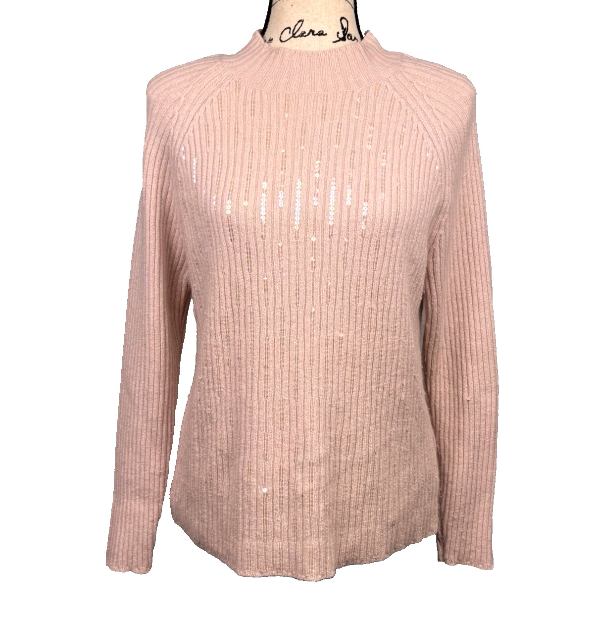 Vtg Jacklyn Smith Mock Neck Sweater Silk Angora Ballet Pink Sz Lrg Soft Girl