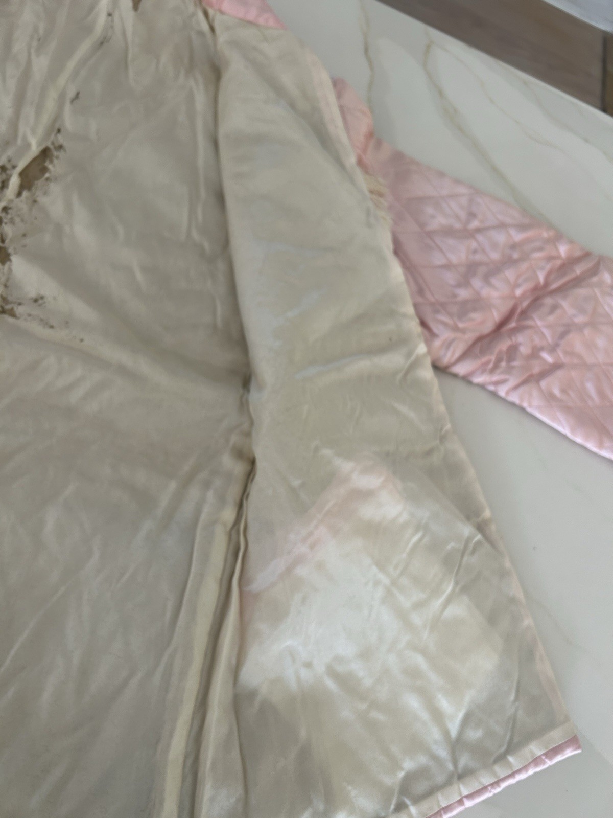 Vintage Japanese Quilted Jacket 1950’s Pink Floral Design See Photos Wear/tear
