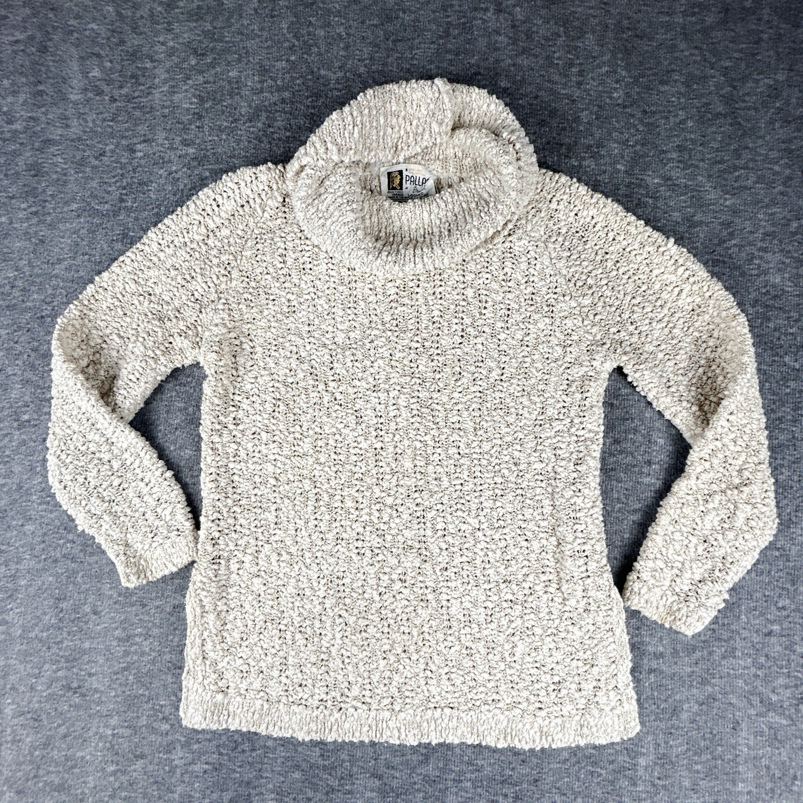 Vintage Pallas Hand Loomed Sweater Womens XS Linen Blend Crochet Made in Ireland