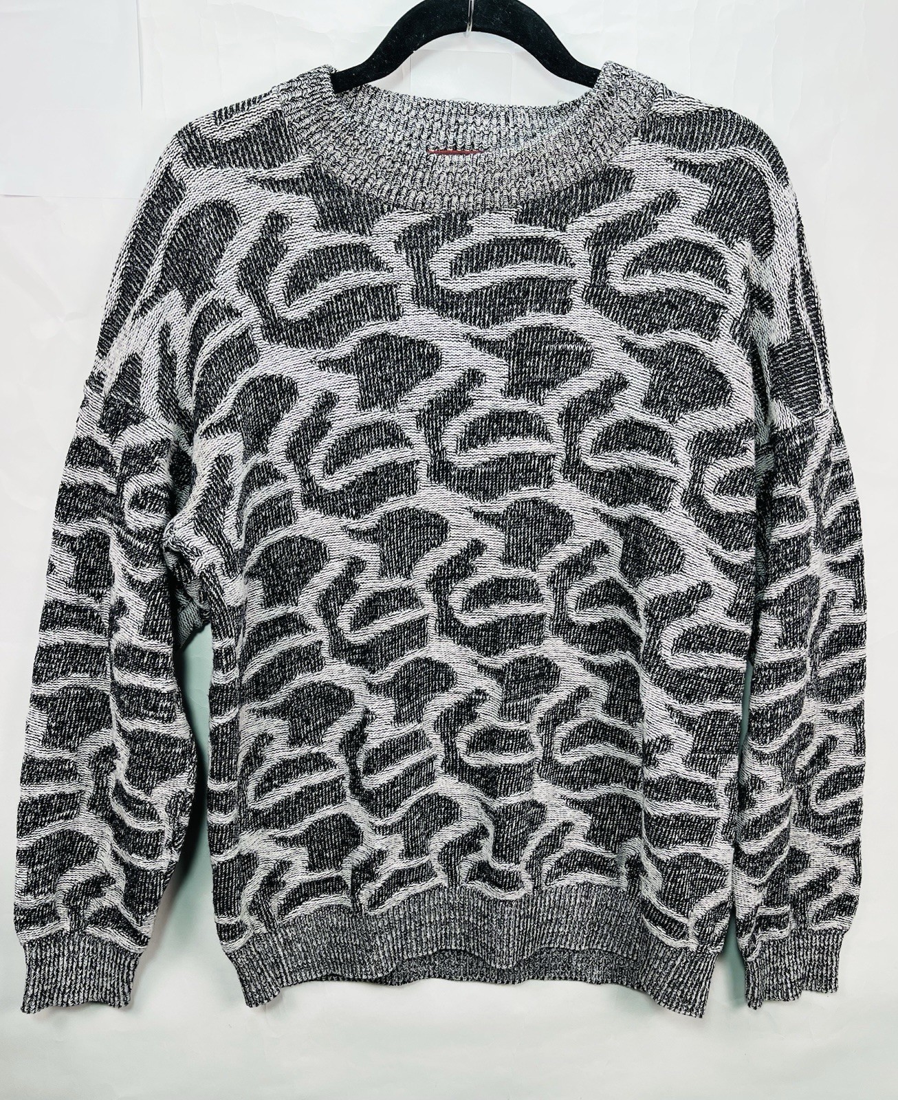 Martin K New York Black And White 100% Cotton Vintage Sweater Sz M-L Grandpa EUC