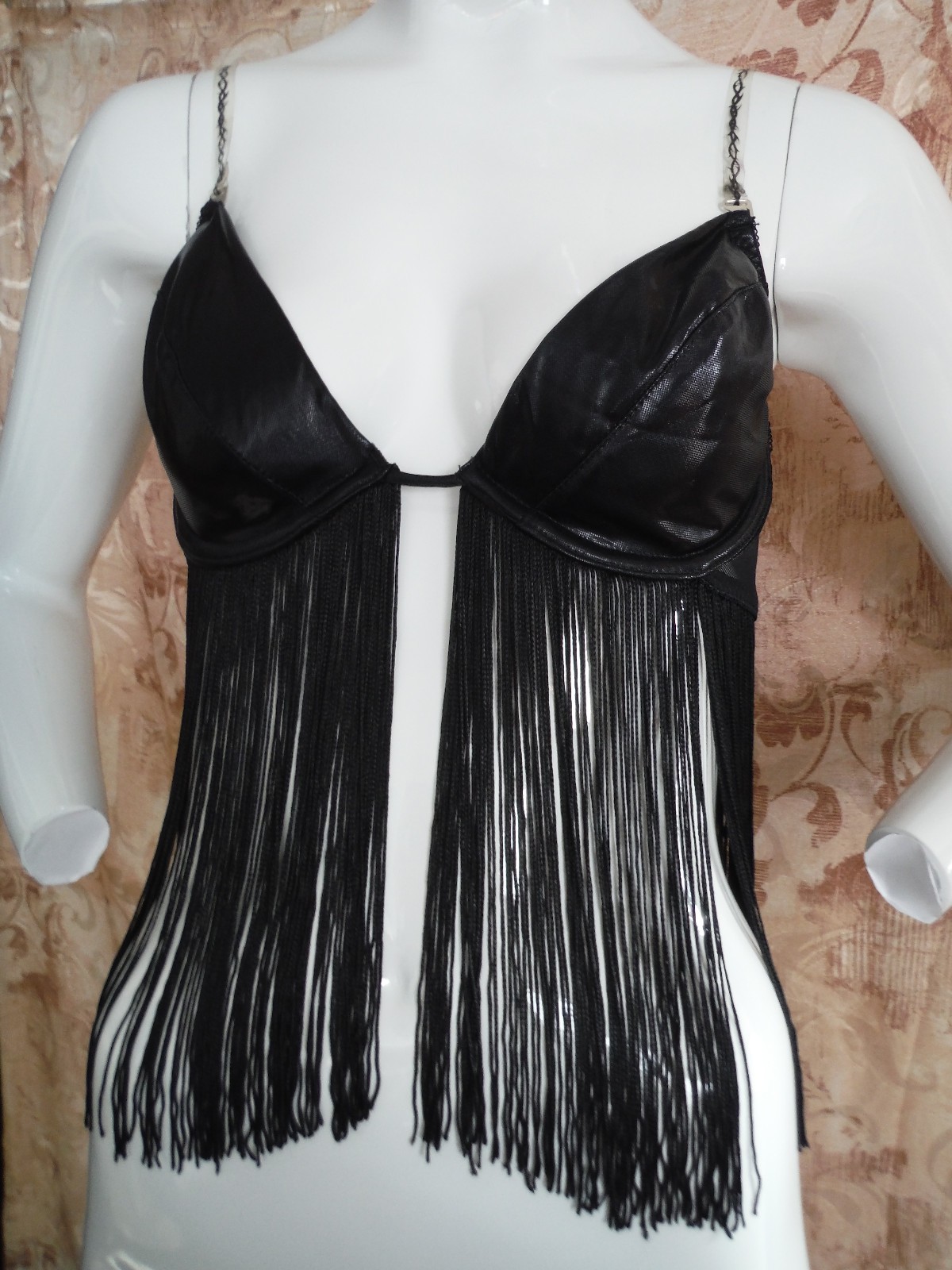 VTG 80s/90s FREDERICKS of HOLLYWOOD SEXY! Bikini Style Top Lots of Fringe L RARE
