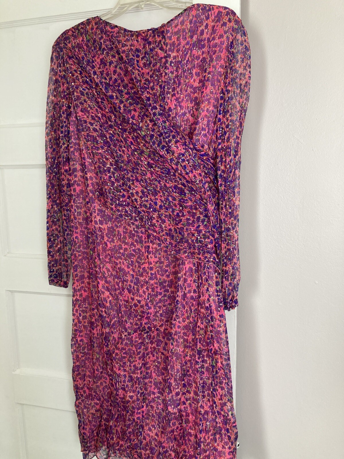 Sara Fredrick’s 1960s Vintage Pink Glitter Versatile Silk Wraparound Scarf Dress