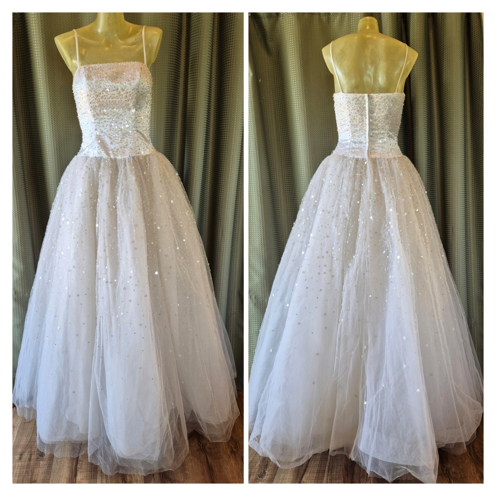 Vtg Alyce Designs Ball Gown Prom Quinceanera Wedding Sequin Dress Tulle Sz 4