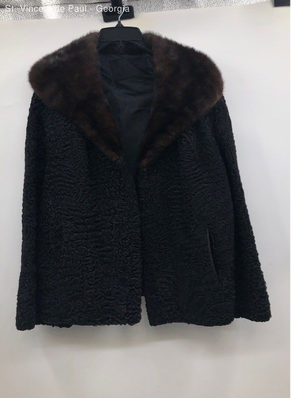 Jerome Walk & Bros Union Made Mid-Century Boiled Lambs Wool & Mink Cowl Coat 52″