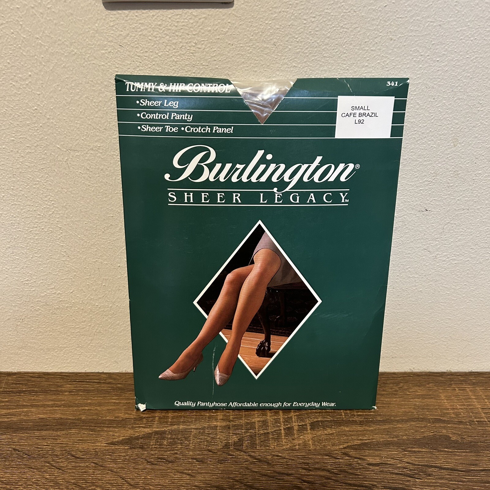 Burlington Sheer Legacy Pantyhose Tummy Control Cafe Brazil Vintage Small NEW